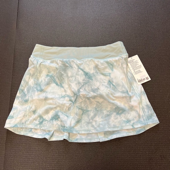 LULULEMON PACE RIVAL SKIRT/SKORT EXTRA LONG-DIAMOND DYE WHITE SHEER BLUE SILVER - Picture 2 of 16